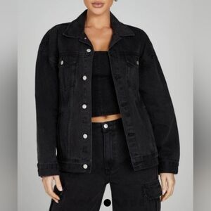 Meshki Sion Oversized Denim Jacket – Black – Size L